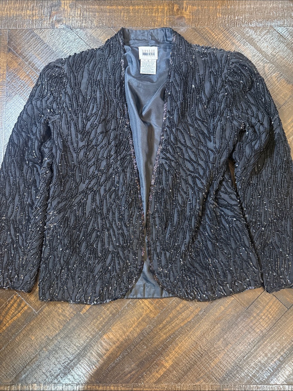 Vintage Leslie Fay Evenings Silk Beaded Sequin Jacket S 80s 90s Formal - Picture 4 of 11
